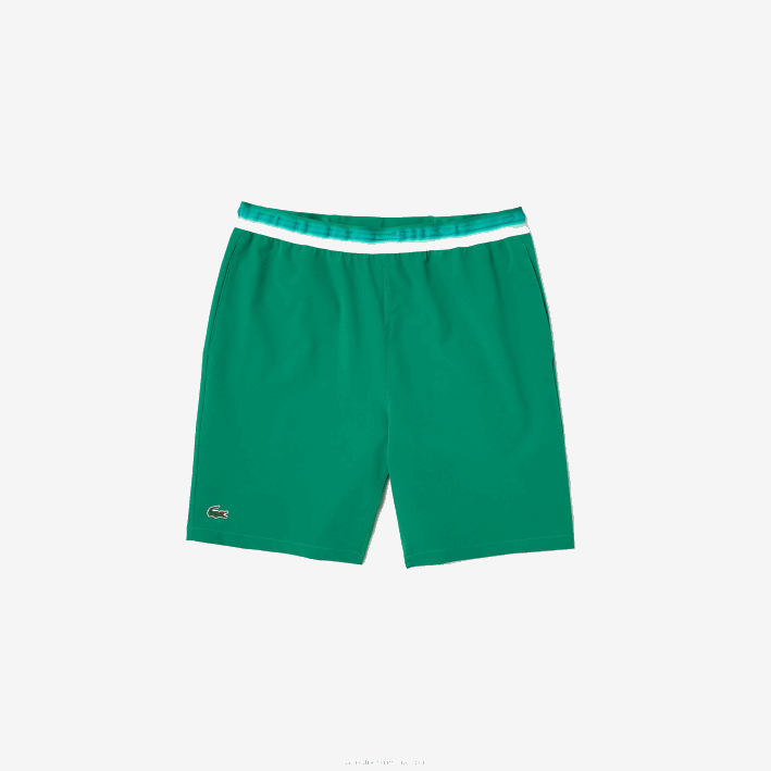hombres Lacoste 6F241534 ldm verde shorts elásticos ligeros sport x novak djokovic