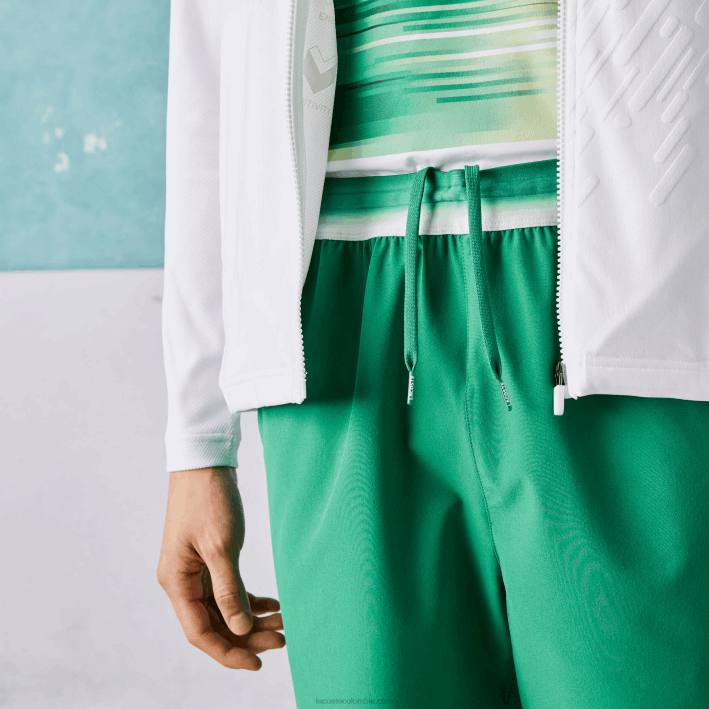 hombres Lacoste 6F241534 ldm verde shorts elásticos ligeros sport x novak djokovic