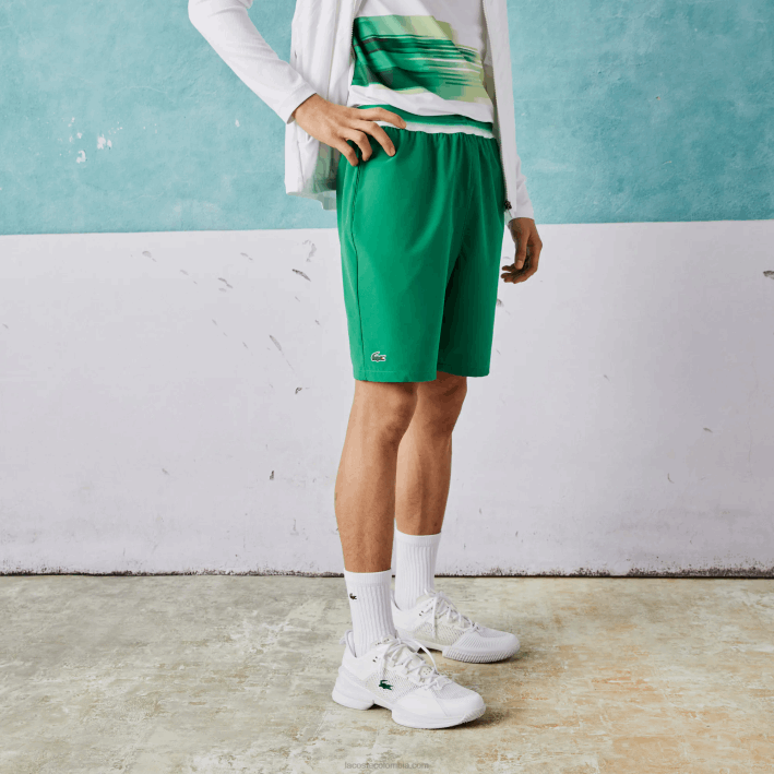 hombres Lacoste 6F241534 ldm verde shorts elásticos ligeros sport x novak djokovic