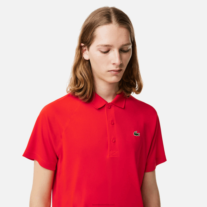 hombres Lacoste 6F24163 rojo s5h polo deportivo transpirable resistente a la abrasión interlock