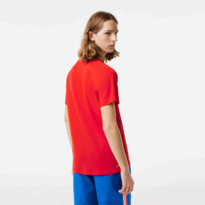 hombres Lacoste 6F24163 rojo s5h polo deportivo transpirable resistente a la abrasión interlock