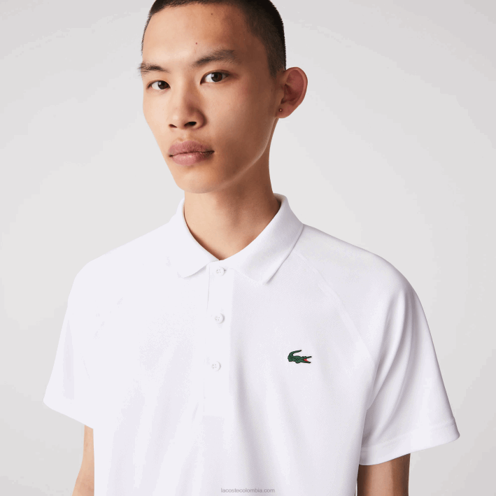 hombres Lacoste 6F24164 blanco 001 polo deportivo transpirable resistente a la abrasión interlock