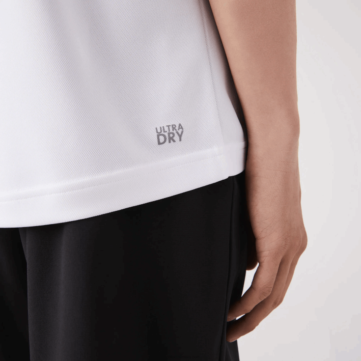 hombres Lacoste 6F24164 blanco 001 polo deportivo transpirable resistente a la abrasión interlock