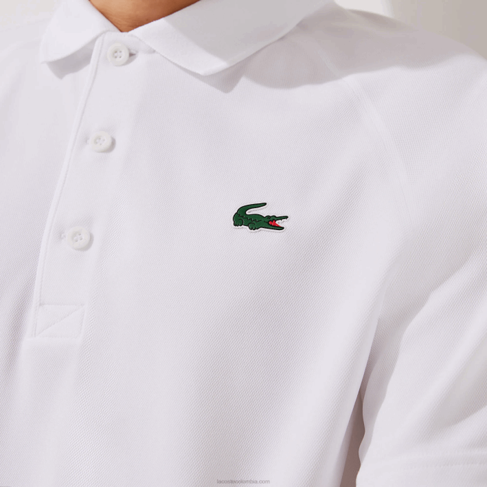 hombres Lacoste 6F24164 blanco 001 polo deportivo transpirable resistente a la abrasión interlock