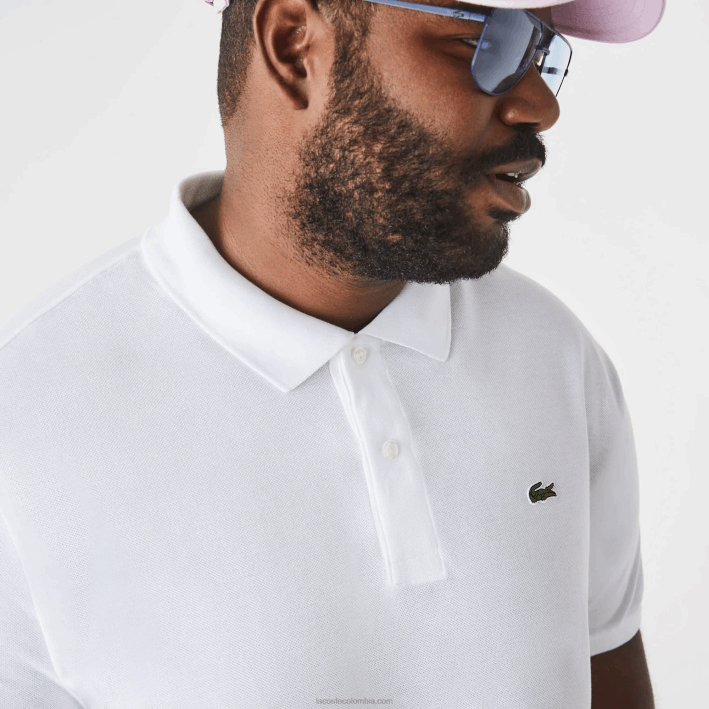 hombres Lacoste 6F24169 blanco 001 polo de algodón petit piqué - tallas grandes - grande