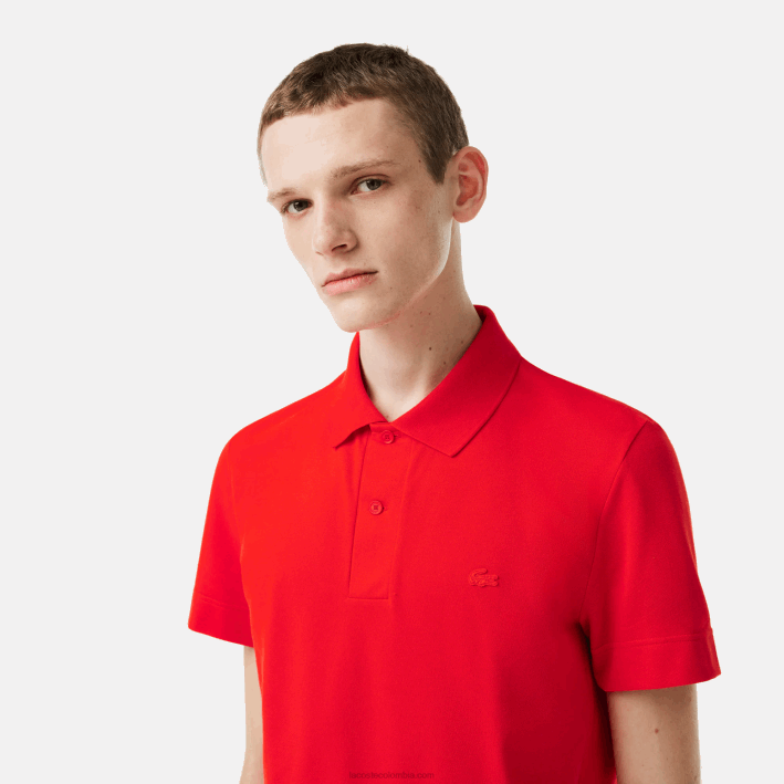 hombres Lacoste 6F24172 rojo s5h polo de piqué de algodón transpirable de movimiento activo