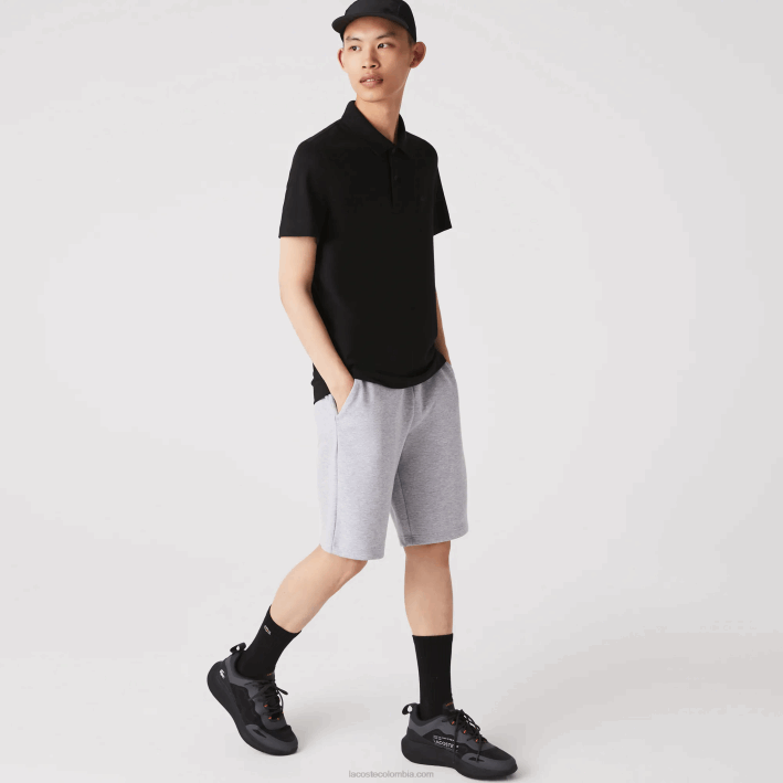 hombres Lacoste 6F24173 negro 031 polo de piqué de algodón transpirable de movimiento activo