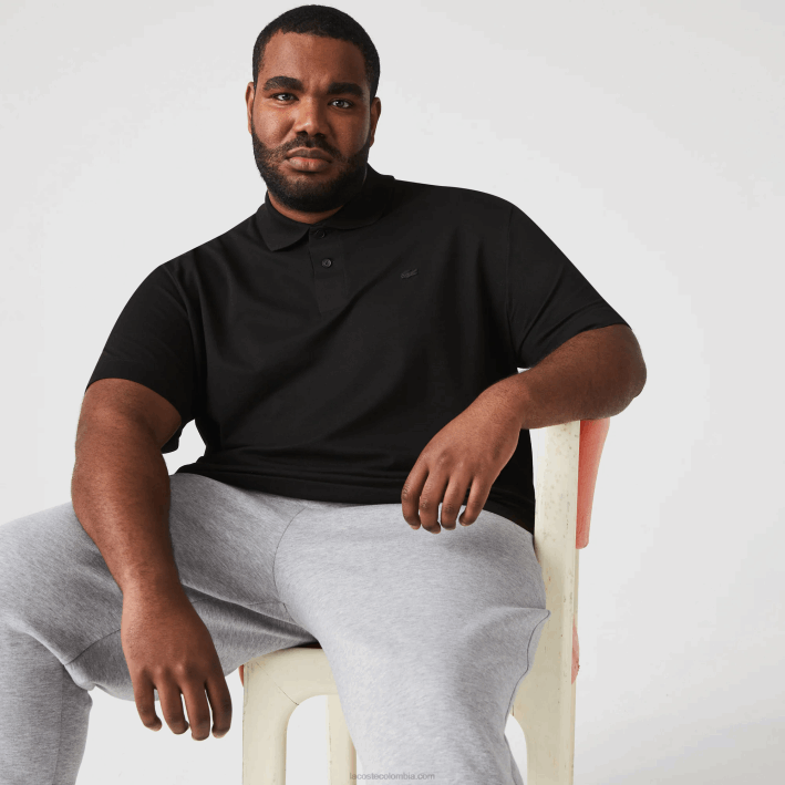 hombres Lacoste 6F24173 negro 031 polo de piqué de algodón transpirable de movimiento activo