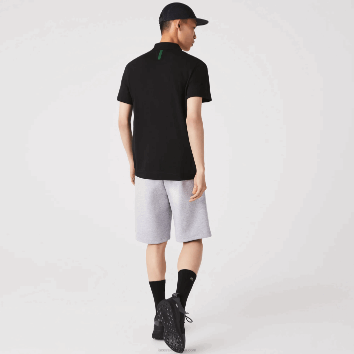 hombres Lacoste 6F24173 negro 031 polo de piqué de algodón transpirable de movimiento activo