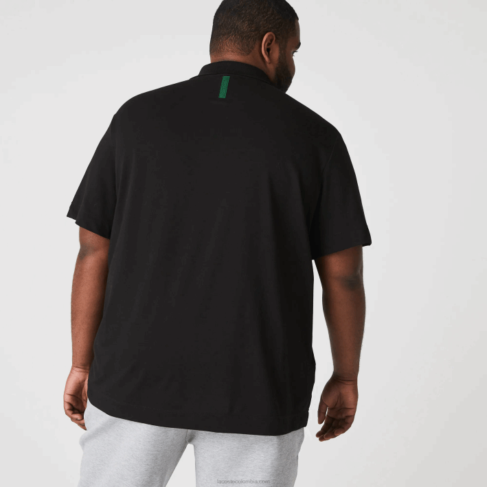 hombres Lacoste 6F24173 negro 031 polo de piqué de algodón transpirable de movimiento activo