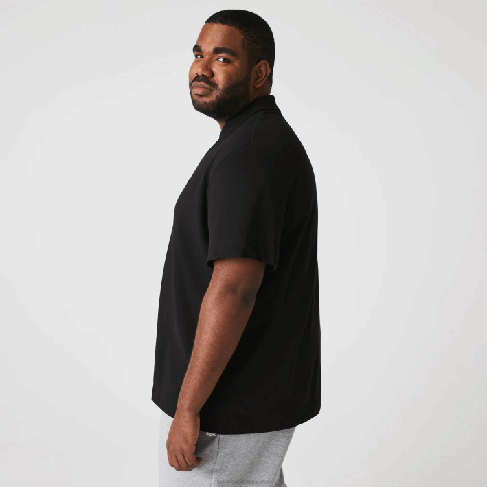 hombres Lacoste 6F24173 negro 031 polo de piqué de algodón transpirable de movimiento activo