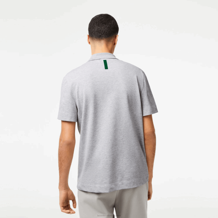 hombres Lacoste 6F24175 lomo gris cca polo de piqué de algodón transpirable de movimiento activo