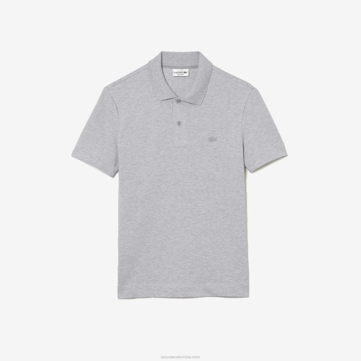 hombres Lacoste 6F24175 lomo gris cca polo de piqué de algodón transpirable de movimiento activo