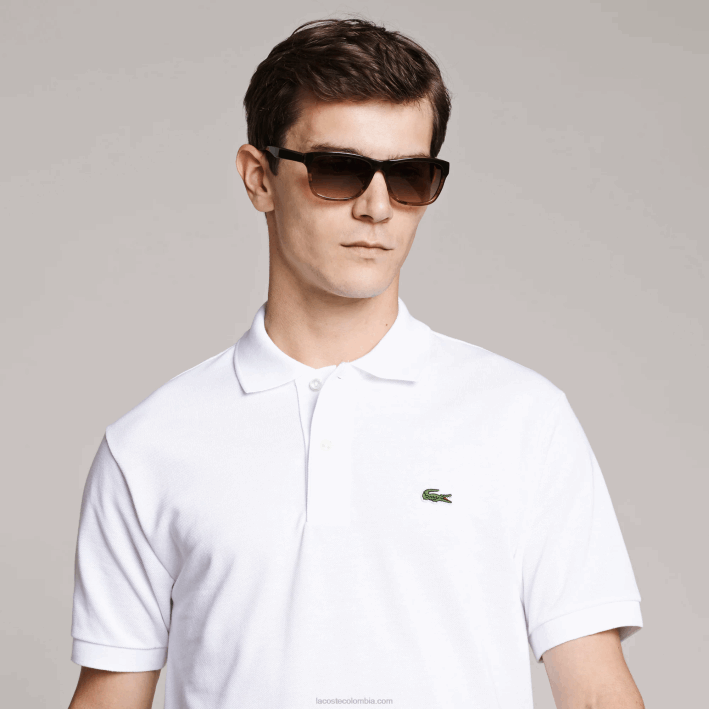 hombres Lacoste 6F24187 blanco 001 polo de algodón petit piqué - tallas grandes - alto
