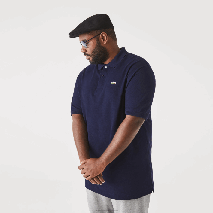 hombres Lacoste 6F24189 azul marino 166 polo de algodón petit piqué - tallas grandes - alto
