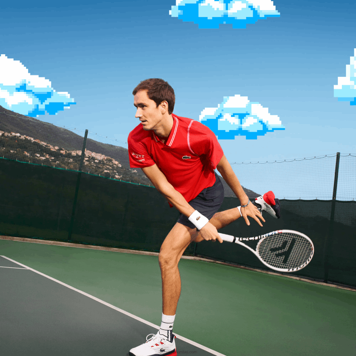 hombres Lacoste 6F24233 rojo s5h tenis x daniil medvedev polo