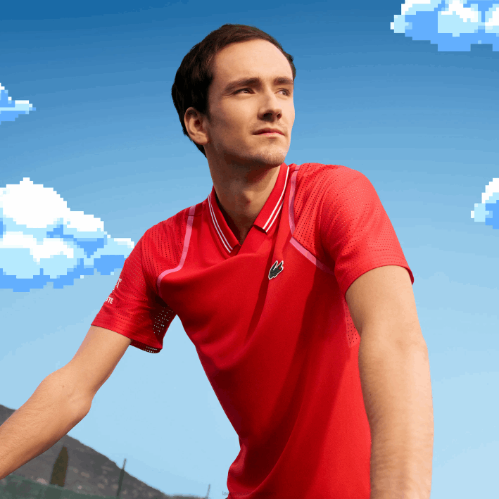 hombres Lacoste 6F24233 rojo s5h tenis x daniil medvedev polo