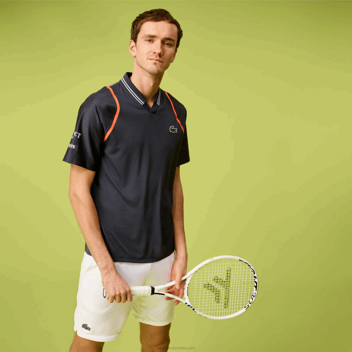 hombres Lacoste 6F24235 kxe azul tenis x daniil medvedev polo