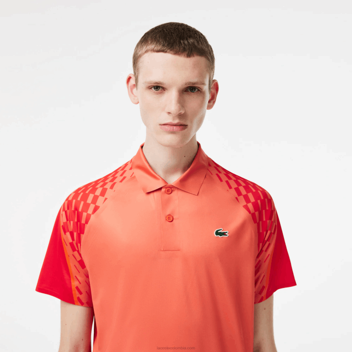 hombres Lacoste 6F24236 naranja rojo naranja xij polo tricolor tennis x novak djokovic