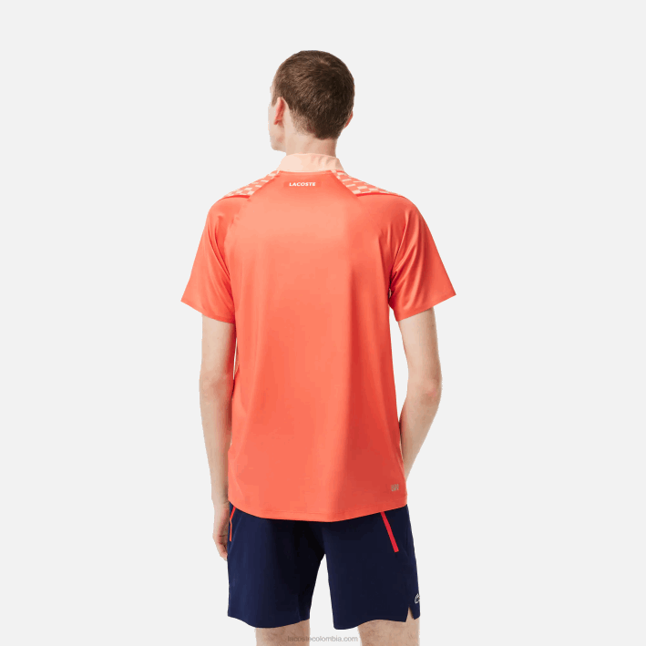 hombres Lacoste 6F24237 naranja claro naranja rojo t7i polo tricolor tennis x novak djokovic