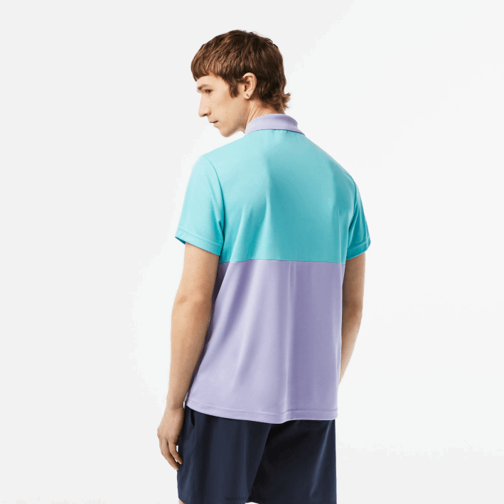 hombres Lacoste 6F24240 turquesa azul violeta t2i polo sport miami open edition a rayas