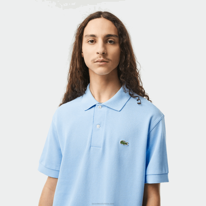 hombres Lacoste 6F24251 hbp azul polo original l.12.12 con piqué de algodón grueso