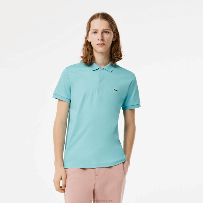 hombres Lacoste 6F24257 turquesa bvg polo de algodón pima regular fit