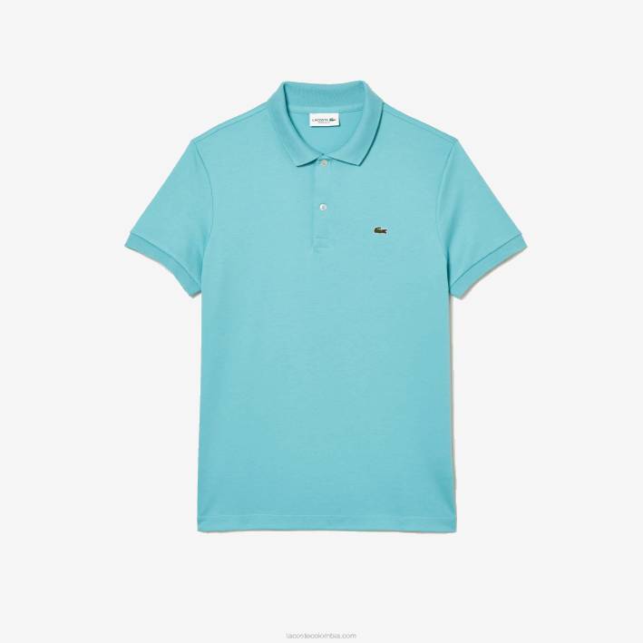 hombres Lacoste 6F24257 turquesa bvg polo de algodón pima regular fit