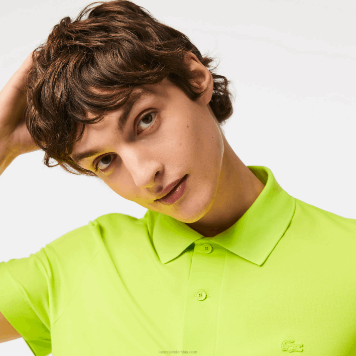 hombres Lacoste 6F24261 amarillo 90v polo de piqué de algodón transpirable de movimiento activo