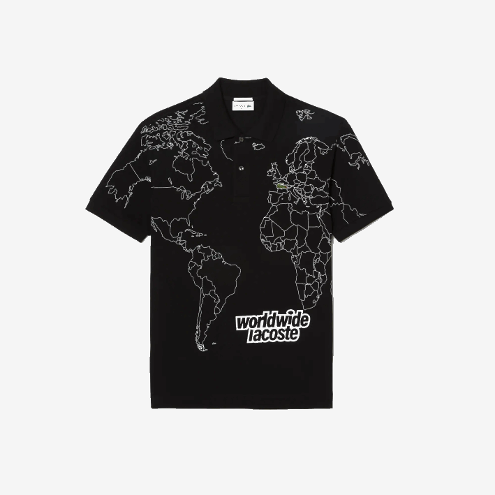 hombres Lacoste 6F2431 negro 031 polo de algodón orgánico estampado original l.12.12