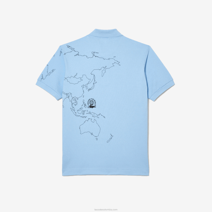 hombres Lacoste 6F2433 hbp azul polo de algodón orgánico estampado original l.12.12