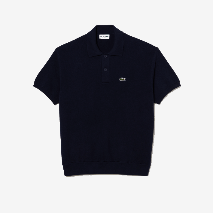 hombres Lacoste 6F24440 azul marino 423 polo a rayas de algodón orgánico