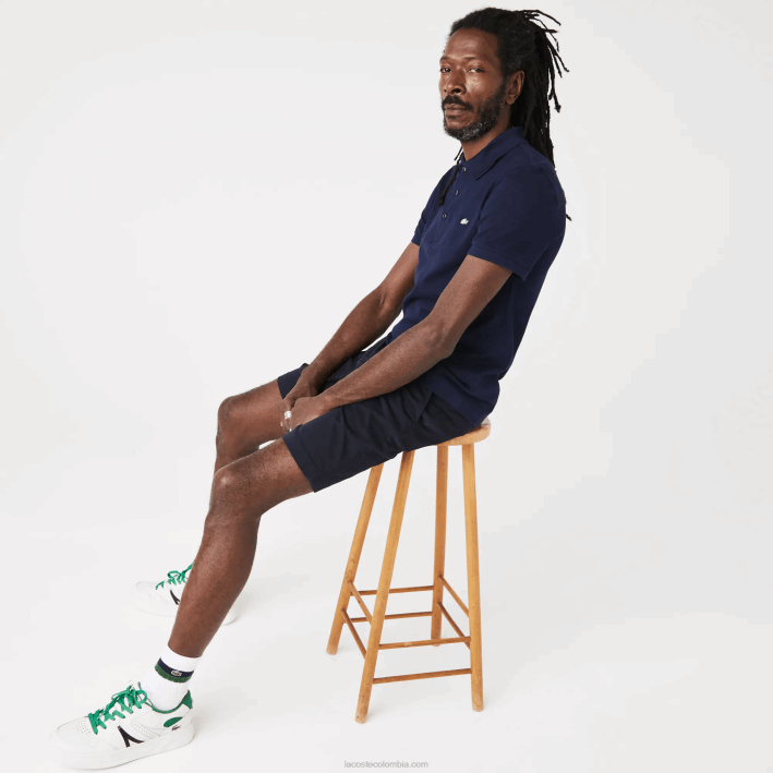 hombres Lacoste 6F24563 azul marino 166 Polo slim fit de petit piqué elástico