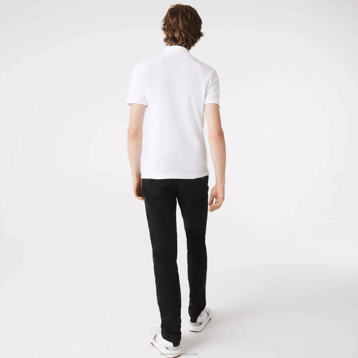 hombres Lacoste 6F24564 blanco 001 Polo slim fit de petit piqué elástico