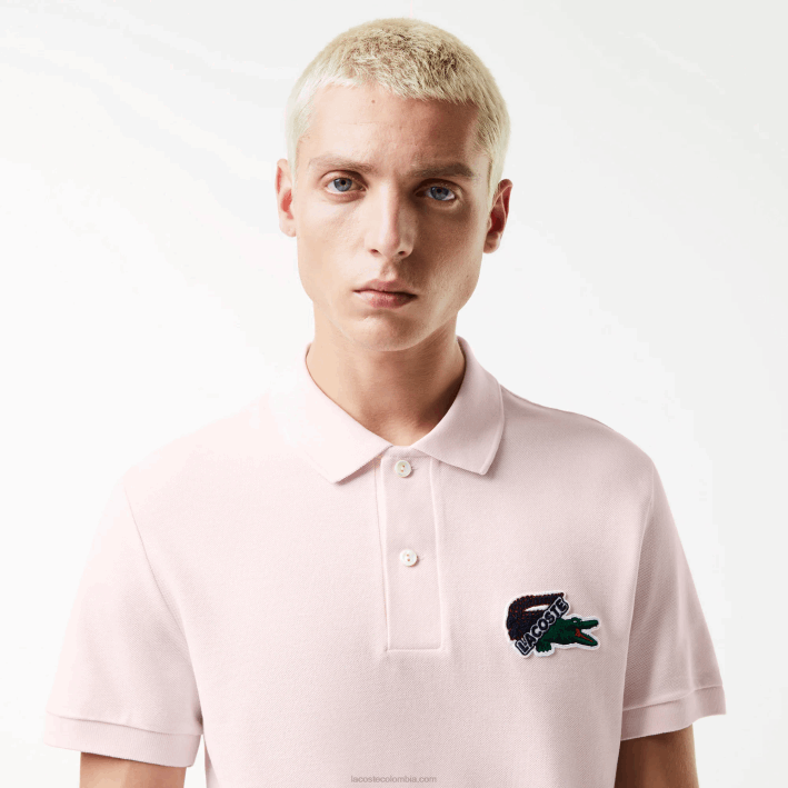 hombres Lacoste 6F24576 rosa claro t03 polo de piqué de algodón orgánico