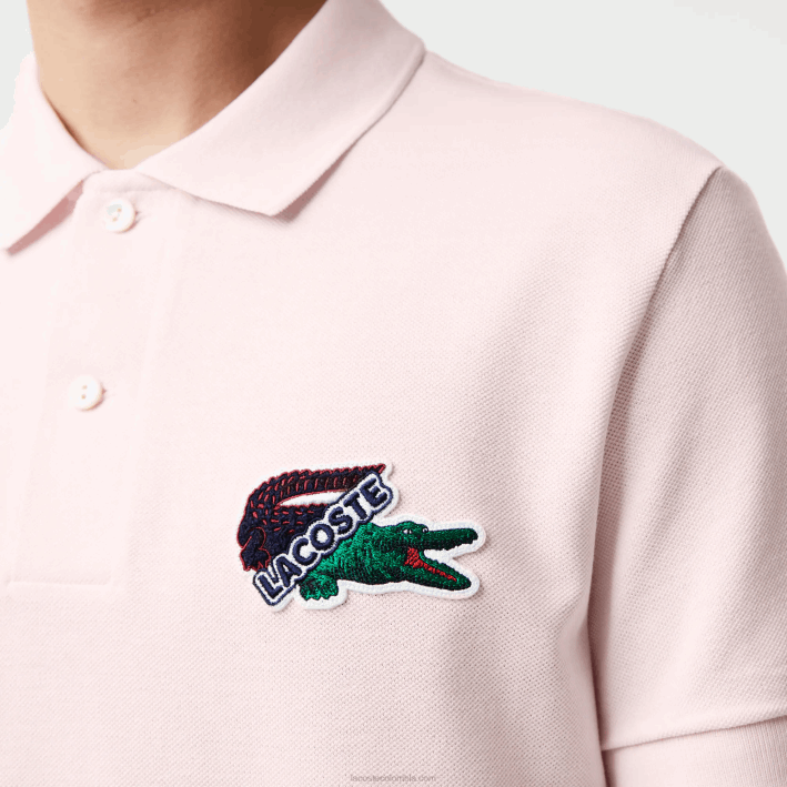 hombres Lacoste 6F24576 rosa claro t03 polo de piqué de algodón orgánico