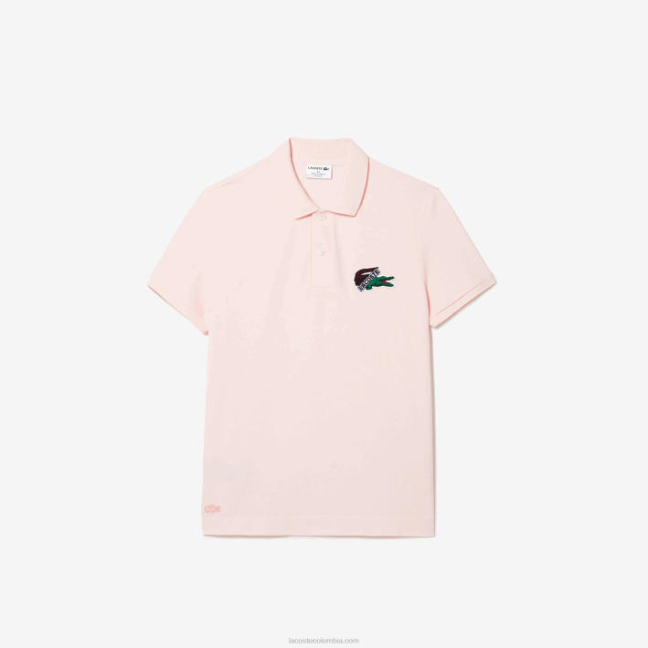 hombres Lacoste 6F24576 rosa claro t03 polo de piqué de algodón orgánico