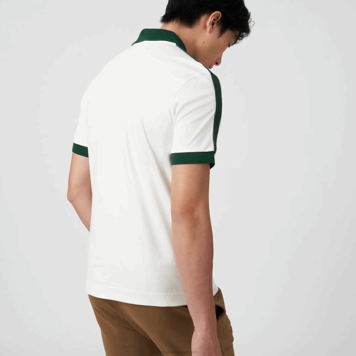 hombres Lacoste 6F24582 blanco 70v polo de ajuste clásico con cuello en contraste