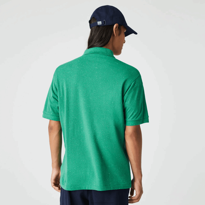 hombres Lacoste 6F24593 verde 7bs polo de corte clásico en piqué de algodón con estampado moteado