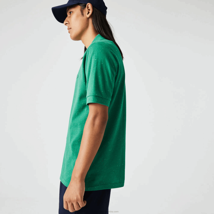 hombres Lacoste 6F24593 verde 7bs polo de corte clásico en piqué de algodón con estampado moteado