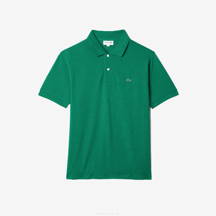 hombres Lacoste 6F24593 verde 7bs polo de corte clásico en piqué de algodón con estampado moteado