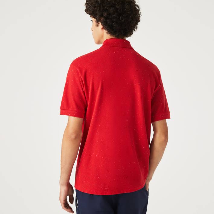 hombres Lacoste 6F24594 rojo 7cq polo de corte clásico en piqué de algodón con estampado moteado