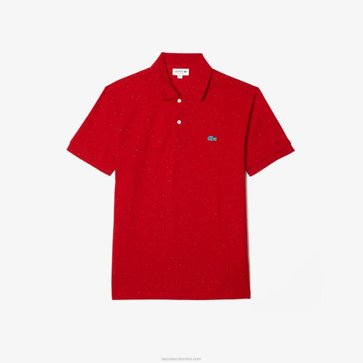 hombres Lacoste 6F24594 rojo 7cq polo de corte clásico en piqué de algodón con estampado moteado