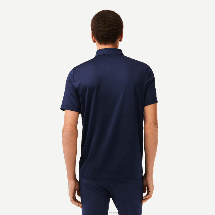 hombres Lacoste 6F24596 azul marino blanco 525 polo de golf de punto deportivo