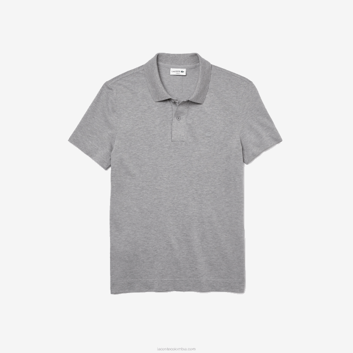 hombres Lacoste 6F24599 lomo gris 4jv Polo slim fit de piqué de algodón orgánico elástico