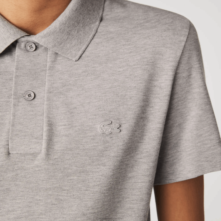 hombres Lacoste 6F24599 lomo gris 4jv Polo slim fit de piqué de algodón orgánico elástico