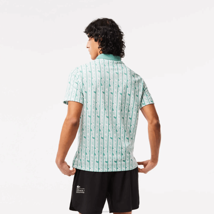 hombres Lacoste 6F245 verde claro cr5 polo con estampado de movimiento activo en dos tonos