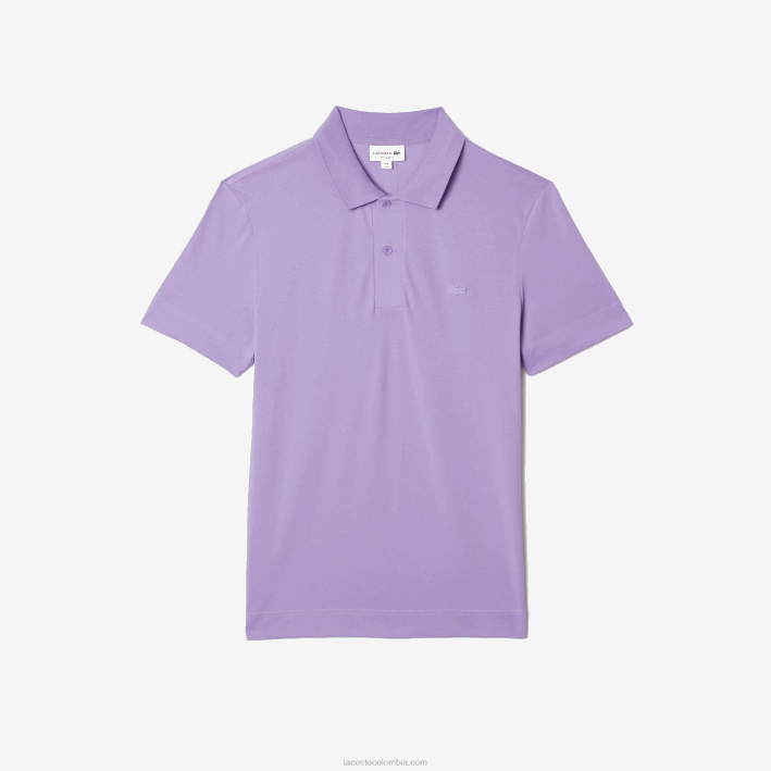 hombres Lacoste 6F24602 púrpura gfu polo de piqué de algodón transpirable de movimiento activo