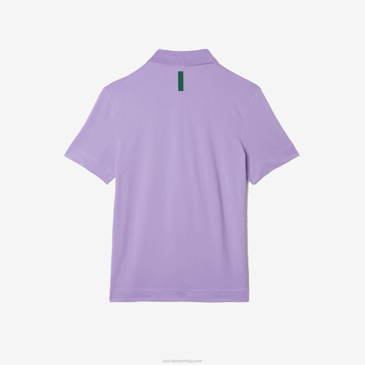 hombres Lacoste 6F24602 púrpura gfu polo de piqué de algodón transpirable de movimiento activo