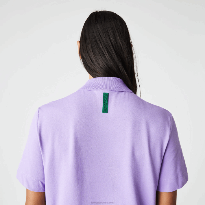 hombres Lacoste 6F24602 púrpura gfu polo de piqué de algodón transpirable de movimiento activo